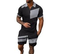 Generico Tuta per il tempo libero da uomo, in cotone, sottile, in due pezzi, estiva, 2, per la spiaggia, per la casa, il jogging, lo yoga completino palestra uomo Lavabile In Macchina