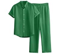 Generico Tuta per il tempo libero da uomo, in due pezzi, a maniche corte, con scollo a V, maglietta e pantaloni, elegante, 2 pezzi, leggera, yoga, pilates, matrimonio, tuta sportiva