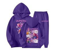 Generico Tuta Ragazze 2 Pezzi K-P-op D-Demon H-Hunters Felpa con Cappuccio Stampa e Pantaloni da Jogging Tute da Sportiva Y2K Streetwear Tracksuit per Bambino Maniche Lunghe Completo