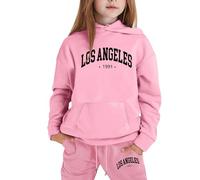 Generico Tuta Sportiva Bambina Bambino Felpa A Maniche Lunghe Cordinata Full Print E Pantalone con Cappuccio Zip/Pullover Ragazzi Ragazze Abbigliamento Set Bambini Inverno 2-14 Anni Completo