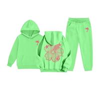 Generico Tuta Sportiva Bambina Bambino Felpa A Maniche Lunghe Felpata Jogging Ginnastica Bambini Casual Pullover con Pantaloni Svasati Chic Ed Elegante Primavera Completo Set