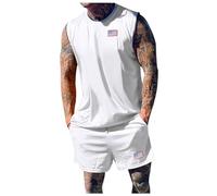 Generico Tuta Uomo Completa Estivi Set da 2 Pezzi Maglietta e Pantaloncini Stile Casual con Tasche con Tasche Coulisse Set Completino Morbido Comodo Taglio Sportivi Allenamento Basket Tennis