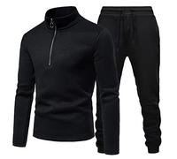 Generico Tuta Uomo Cotone Leggera Casual Completo Palestra Offerta Invernale Felpa Senza Cappuccio Con Zip E Pantaloni Tuta Due Pezzi Comode Curvy Tute Ginnastica Sport Jogging Running Activewear