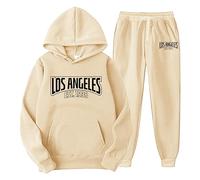 Generico Tuta Uomo Donna, 2 Pezzi Completo con Stampato, Unisex Felpa con Cappuccio in Plie e Pantaloni, Felpa Uomo Jogging Sportiva Set