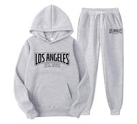 Generico Tuta Uomo Donna, 2 Pezzi Completo con Stampato, Unisex Felpa con Cappuccio in Plie e Pantaloni, Felpa Uomo Jogging Sportiva Set