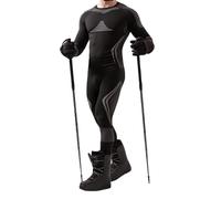 Generico Tuta Uomo Sci Esterno Caldo Traspirante Elastico Aderente Asciugatura Rapida Base Sci Undercover Due Pezzi Set Abbigliamento Sportivo(Grey, M)