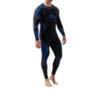 Generico Tuta Uomo Sci Esterno Caldo Traspirante Elastico Aderente Asciugatura Rapida Base Sci Undercover Due Pezzi Set Abbigliamento Sportivo(Blue, M)