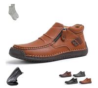 Generico Tuthrav Leather Shoes, Men’s Handmade Premium Leather Slip-On Driving Boots - Wide Toe, for Travels (Brown,41)