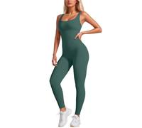 Generico Tutina Nera Donna Aderente Corta - Tutina Lunga Donna - Tuta/Body da Allenamento A Maniche Lunghe con Imbottitura Rimovibile E Spalline Larghe per Yoga Palestra E Fitness