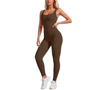 Generico Tutina Nera Donna Aderente Corta - Tutina Lunga Donna - Tuta/Body da Allenamento A Maniche Lunghe con Imbottitura Rimovibile E Spalline Larghe per Yoga Palestra E Fitness