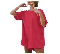 Generico Tutina Nera Donna Lunga - Tutina Donna Estiva Corta - Tuta da Donna Estiva Casual A Maniche Corte con Schiena Scoperta Ampia E Sportiva Pantaloncini da Spiaggia