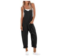 Generico Tutina Nera Donna Lunga - Tutina Nera Donna Aderente - Tuta Estiva Casual da Donna Senza Maniche Ampia Tinta Unita Comoda con Spalline vestibilità Comoda Tuta con Tasche Caratteristiche: