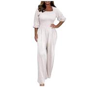 Generico Tutina Nera Donna Lunga - Tutina Sexy Donna per Sesso - Tuta Casual da Donna con Maniche Elasticizzate in Vita E Gamba Larga Drappeggiata