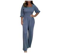 Generico Tutina Nera Donna Lunga - Tutina Sexy Donna per Sesso - Tuta Casual da Donna con Maniche Elasticizzate in Vita E Gamba Larga Drappeggiata