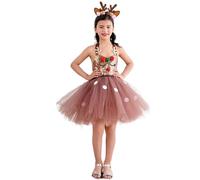 Genérico Tutu Skirt - Brown Tutu Animal Costumes | Costume For Kids | Christmas Ballet Outfit with Antler Headbands Girls Christmas Ballet Outfit Elk Costume Dress