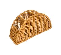 Generico TV Remote Holder | 4-Compartment Imitation Rattan Organizer - Rustic TV Remote Storage Box - for Home Office Studio Study Room Living Room Bedroom Coffee Table Nightstand Side Table Desk