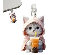 Generico Type C Dust Plug - Cat Charm Charging Port Cover | Soft Silicone Anti Dust Stopper Protector with Cute Cat Pendant for Type-C Phones Tablets Laptop Case Accessory Gift for Girls Women