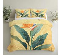 Generico Uccello del Paradiso Copripiumino Matrimoniale Floreale Botanico Parure Copripiumone con 1 x Copripiumone 260x240 cm e 2 x Federe 50x80cm GS*14
