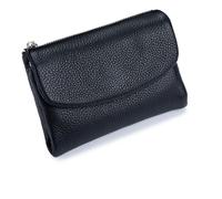 Generico Uisex Pebble Leather Wallet, Small Coin Card Purse for Women with Credit Card Holder, Coin Holder & Cash Slots(with 26 Colors) (Black)