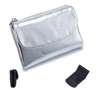 Generico Uisex Pebble Leather Wallet, Small Coin Card Purse for Women with Credit Card Holder, Coin Holder & Cash Slots(with 26 Colors) (Silver)