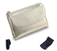 Generico Uisex Pebble Leather Wallet, Small Coin Card Purse for Women with Credit Card Holder, Coin Holder & Cash Slots(with 26 Colors) (Gold)