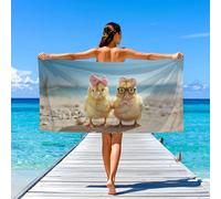 Generico Ultra Morbidi Compatta Cartone animato Beach Towel Morbido Carino Pulcino,Asciugamano da spiaggia da Spiaggia/Piscina Coperta Mare 120 x 60,Giallo Blu