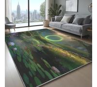 Generico Ultra Morbido Tappeto Illustrazione Fantasy Foresta Magica Morbido e Soffice Lavabile Tappeto a Pelo Corto per Casa Ufficio Ingresso Corridoio Soggiorno Verde Erba, 140 x 200 cm