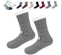 Generico Ultra-Thick Cashmere Slipper Home Sock, Cozy Cute Non-slip Fluffy Soft Winter Home Socks, Indoor Home for Women (Light Gray)