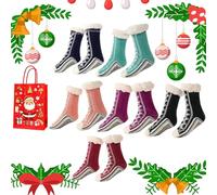 Generico Ultra-Thick Cashmere Slipper Home Socks, Cashmere Slipper Socks, Winter Indoor Non Slip Fluffy Thermal Cozy Christmas Socks for Women (Mix 6pcs)