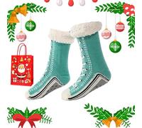 Generico Ultra-Thick Cashmere Slipper Home Socks, Cashmere Slipper Socks, Winter Indoor Non Slip Fluffy Thermal Cozy Christmas Socks for Women (lake blue)