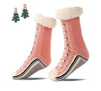 Generico Ultra-Thick Cashmere Slipper Home Socks, Ultra Thick Cashmere Home Socks, Warmth Slipper Sock With Non Slip for Women (Pink)