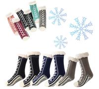 Generico Ultra-Thick Cashmere Slipper Home Socks, Winter Warm Non Slip Cozy Fuzzy Slipper Socks, Cashmere Socks for Women (D)
