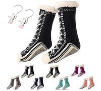 Generico Ultra-thick Slipper Home Socks, Non-Slip Fluffy Warm Winter Home Socks, Indoor Wear (Black)