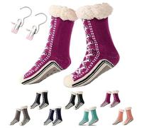Generico Ultra-thick Slipper Home Socks, Non-Slip Fluffy Warm Winter Home Socks, Indoor Wear (Dark Purple)