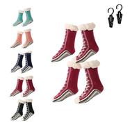 Generico Ultra-Thick Slipper Home Socks, Non-Slip Fluffy Warm Winter Home Socks Unique Christmas, Soft Fluffy Christmas Sock for Indoor Home Women Men (2, Red)