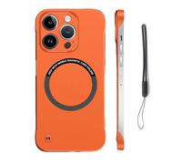 Generico Ultra-Thin Frameless Matte Magnetic Case for iPhone16/15/14/13promax, Hard Pc Minimalist Case Compatible (for iphone 14Plus,Orange)