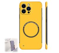 Generico Ultra Thin Hard Pc Magnetic Frameless Case for iPhone 16 15 14 13 12 11 pro, Frameless Matte Ultra Thin Magnetic Case for iPhone (for iPhone XR,Yellow)
