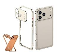 Generico Ultra-Thin Metal Frame Heat Dissipation Case with Lens Protector for Iphone 17, Heat Dissipation for Iphone 17 Pro Max Case (for 14plus,Gold*A)