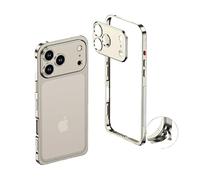 Generico Ultra-Thin Metal Frame Heat Dissipation Case with Lens Protector for iPhone 17 Pro Max, Case-Metal Texture for iPhone 17 All Series (for iPhone 17,Titanium)