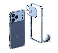 Generico Ultra-Thin Metal Frame Heat Dissipation Case with Lens Protector for iPhone 17 Pro Max, Case-Metal Texture for iPhone 17 All Series (for iPhone 17 Air,Blue)
