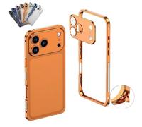 Generico Ultra-Thin Metal Frame Heat Dissipation Case with Lens Protector for iPhone 17 Pro Max, Detachable Metal Lens Cover (Orange,for iPhone 17 Pro)