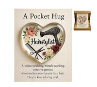 Generico Un abbraccio tascabile per parrucchieri, mini strumenti per parrucchieri, gettone abbraccio tascabile a cuore con biglietti d'auguri, regalo di ringraziamento per parrucchieri (A)