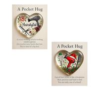 Generico Un abbraccio tascabile per parrucchieri, mini strumenti per parrucchieri, gettone abbraccio tascabile a cuore con biglietti d'auguri, regalo di ringraziamento per parrucchieri (2pcs-C)