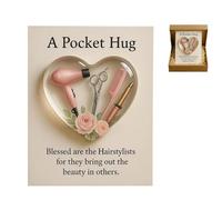 Generico Un abbraccio tascabile per parrucchieri, mini strumenti per parrucchieri, gettone abbraccio tascabile a cuore con biglietti d'auguri, regalo di ringraziamento per parrucchieri (B)