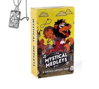 Generico Un tarocco dei cartoni animati vintage - mazzo tascabile per principianti con collana - design giocoso, facile da usare