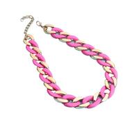 Generico Una collana a catena spessa in materiale acrilico colorato, adatta per le donne. È realizzato in materiale di resina(Pink color)