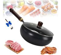 Generico Uncoated Thick Iron Pot, Japanese Iron Pan for Cooking, Uncoating Cast IronPot, Hand-Forged Non-Stick Cast Skillet, High Purity Steel Wok for Frying (Smooth-Glass Cover,9.45 in)