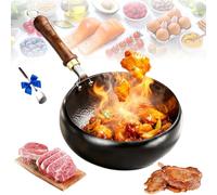 Generico Uncoated Thick Iron Pot, Japanese Iron Pan for Cooking, Uncoating Cast IronPot, Hand-Forged Non-Stick Cast Skillet, High Purity Steel Wok for Frying (Hammered-lidless,11.02 in)