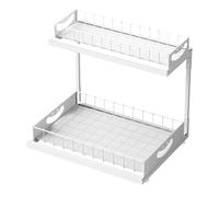 Generico Under Cabinet Pull Out Shelves, 2-Tier Sliding Organizer, Space-Saving Pull Out Shelf, Kitchen, Bathroom, Laundry Room Storage, Easy Access, Sliding Design, (Carbon Steel)