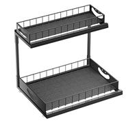 Generico Under Cabinet Pull Out Shelves, 2-Tier Sliding Organizer, Space-Saving Pull Out Shelf, Kitchen, Bathroom, Laundry Room Storage, Easy Access, Sliding Design, (Carbon Steel)